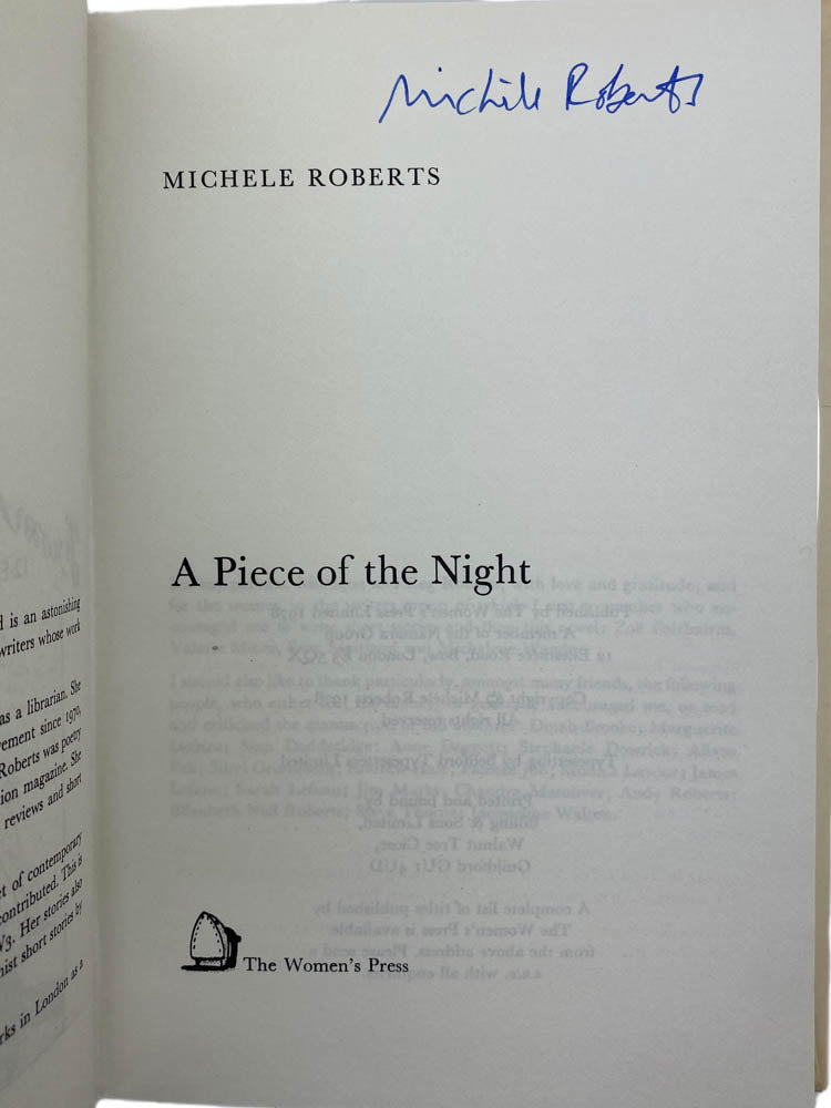 Roberts, Michele - A Piece of the Night - SIGNED | signature page