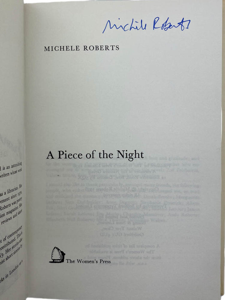 Roberts, Michele - A Piece of the Night - SIGNED | signature page