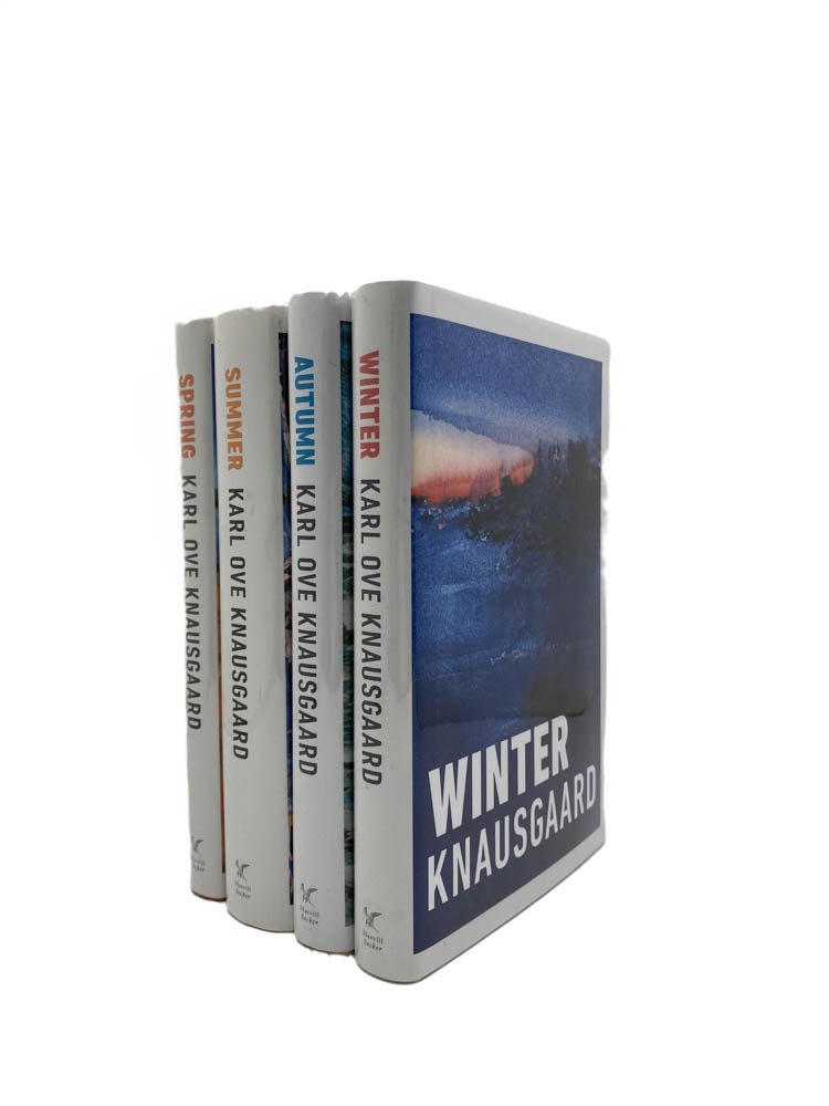 Knausgaard, Karl Ove - The Seasons Quartet : Autumn, Winter, Spring and Summer - SIGNED | front of book. Published by Harvill Secker in 2017. Hardcover.  Condition:  Near Fine +/Fine