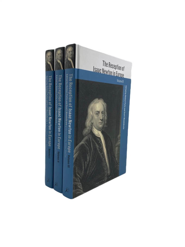 Mandelbrote, Scott - The Reception of Isaac Newton in Europe ( 3 volumes ) | front of book. Published by Bloomsbury in 2019. Hardcover.  Condition:  Near Fine +/No Jacket ( as Issued )