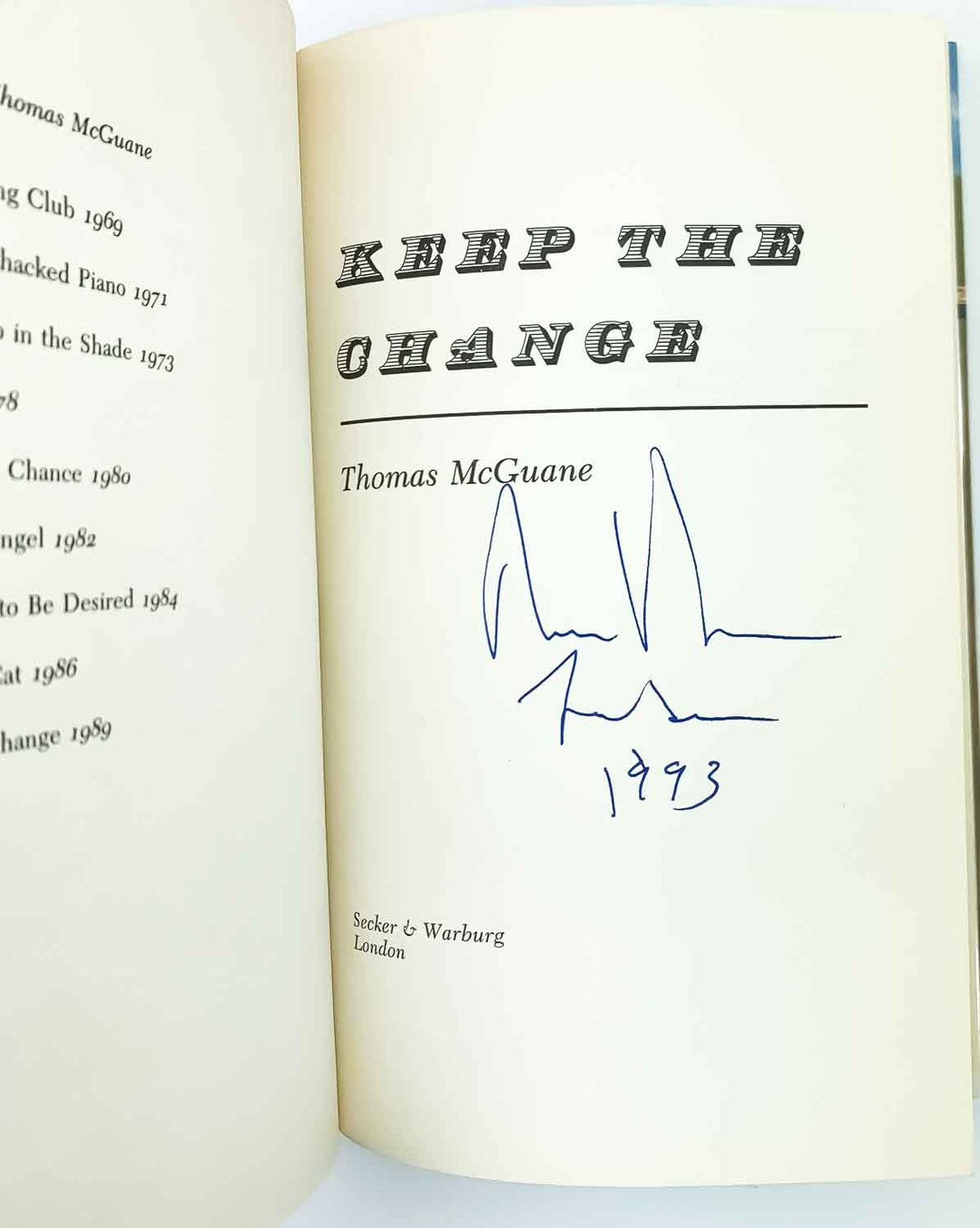McGuane, Thomas - Keep the Change - SIGNED