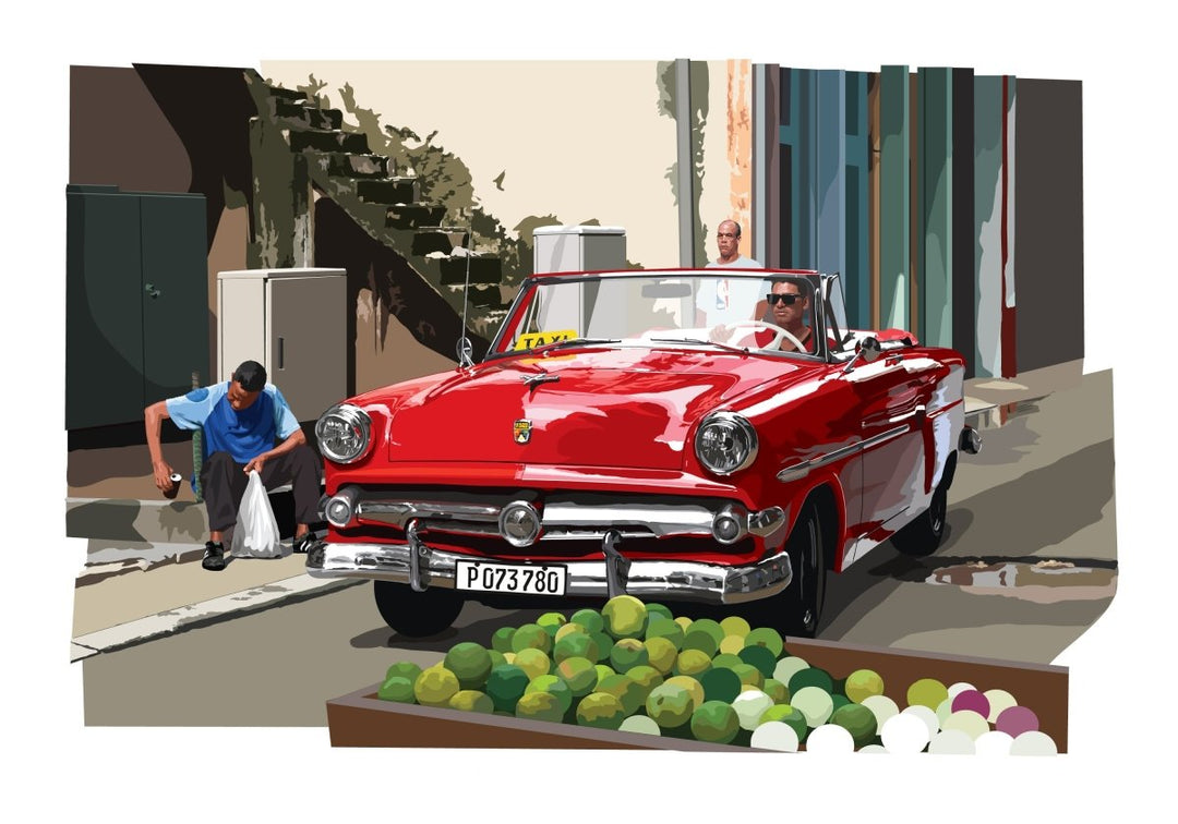 1954 Ford Crestline Sunliner Red Taxi | image1 | Signed Limited Edtion Print