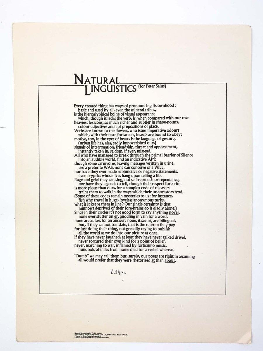 Auden, W H - Natural Linguistics - SIGNED | image1