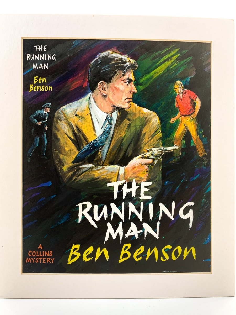 Benson, Ben - The Running Man ( Original Dustwrapper Artwork ) - SIGNED | front cover. Published by Collins ( Collins Mystery ) in 1957. Unbound In Portfolio. Condition: Fine/n/a