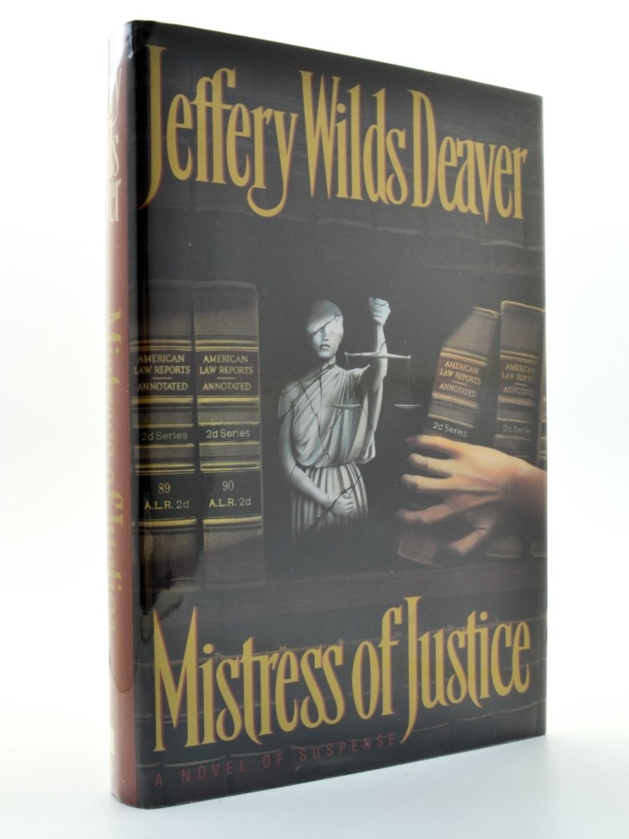 Deaver, Jeffery Wilds - Mistress of Justice - SIGNED | front cover. Published by Perfect Crime in 1992. Hardcover.  Condition:  Near Fine/Near Fine