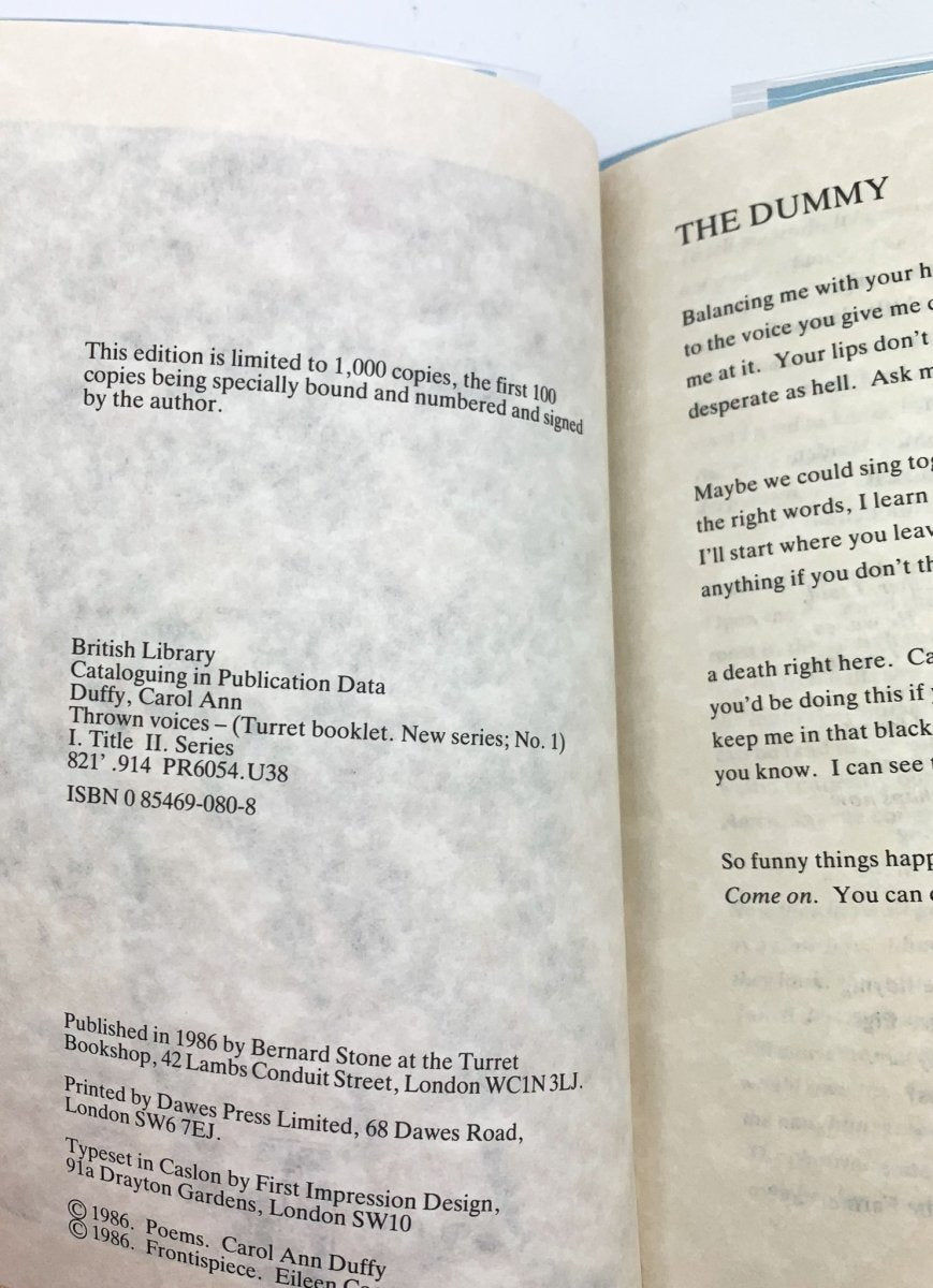 Duffy, Carol Ann - Thrown Voices | signature page
