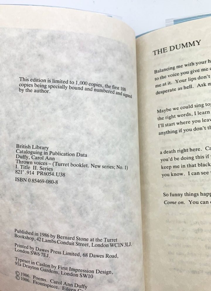 Duffy, Carol Ann - Thrown Voices | signature page
