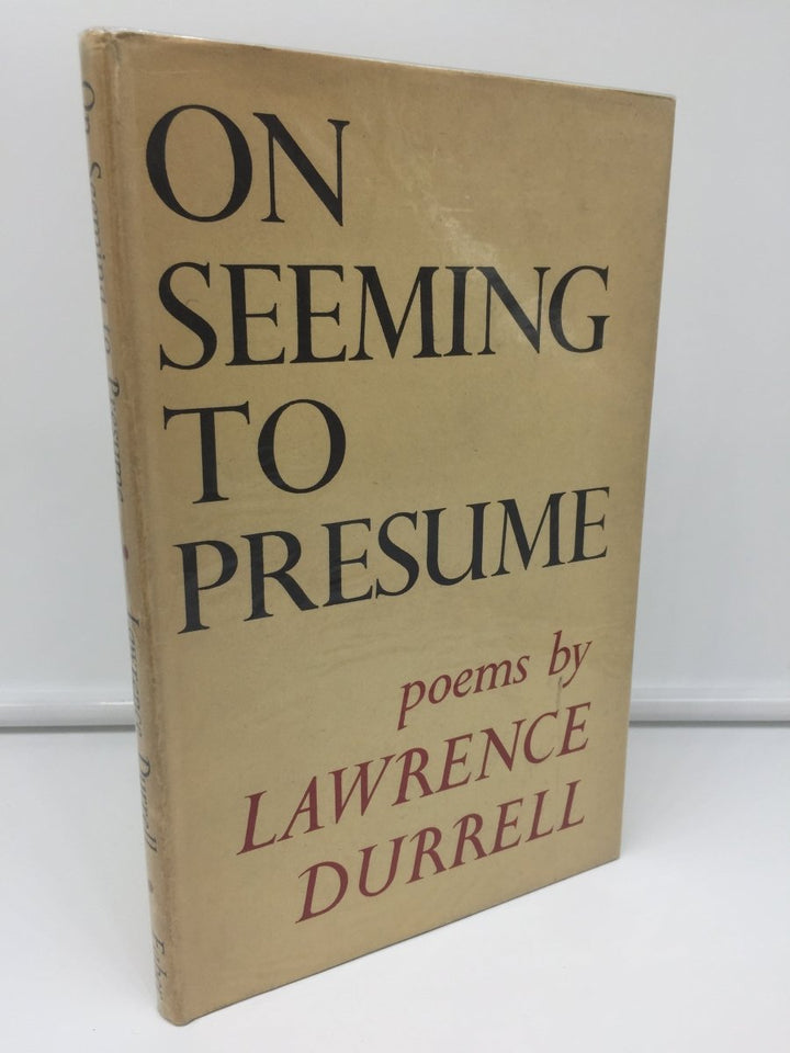 Durrell, Lawrence - On Seeming to Presume | front cover. Published by Faber & Faber Limited in 1948. Hardcover.  Condition:  Very Good ++ / Near Fine/Very Good ++