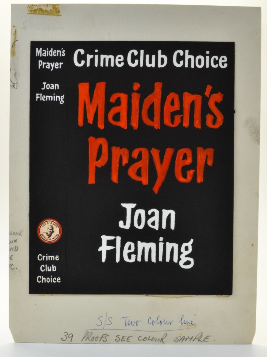 Fleming, Joan - Maiden's Prayer ( Original Dustwrapper Artwork ) | front cover. Published by Collins ( Crime Club ) in 1957. Unbound In Portfolio. Condition: Fine/n/a