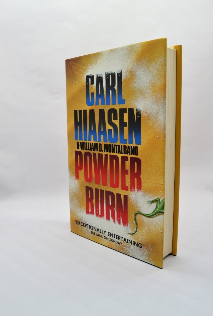 Hiaasen, Carl - Powder Burn | front cover. Published by Severn House in 1993. Hardcover.  Condition:  Near Fine/Near Fine +