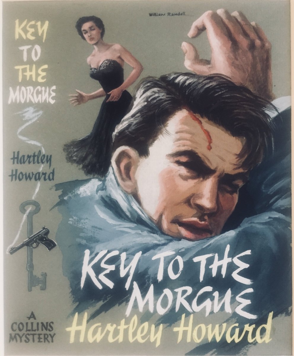 Howard, Hartley - Key To The Morgue (Original Dustwrapper Artwork) | front cover. Published by Collins ( Collins Mystery ) in 1958. Unbound In Portfolio.  Condition:  Near Fine/n/a
