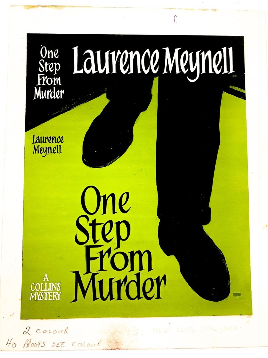 Meynell, Laurence - One Step from Murder ( Original Dustwrapper Artwork ) | front cover. Published by Collins ( Collins Mystery ) in 1958. Unbound In Portfolio. Condition: Fine/n/a