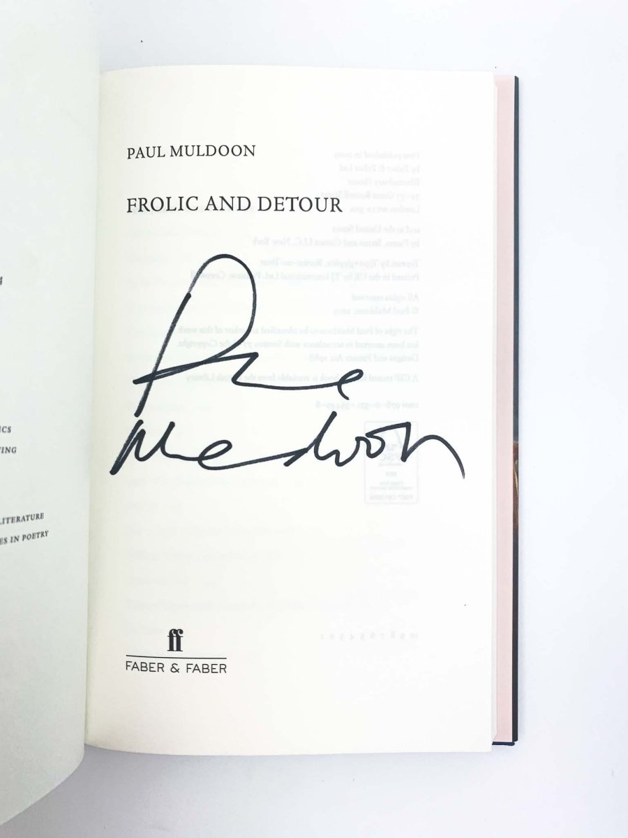 Muldoon, Paul - Frolic and Detour - SIGNED | signature page