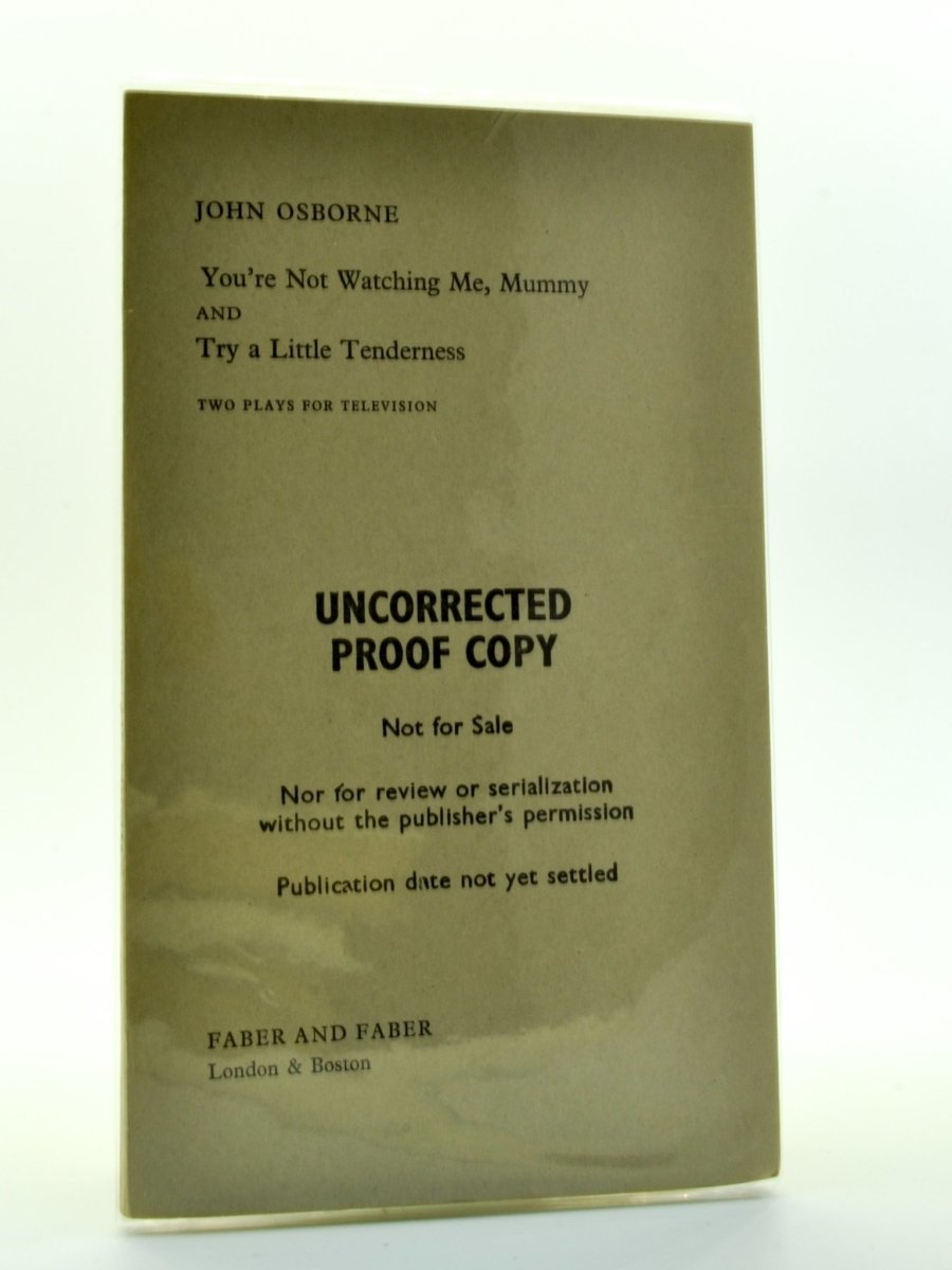 Osborne, John - You Are Not Watching Me, Mummy | front cover. Published by Faber & Faber Limited in 1978. Original Wraps.  Condition:  Fine/No Jacket ( as Issued )
