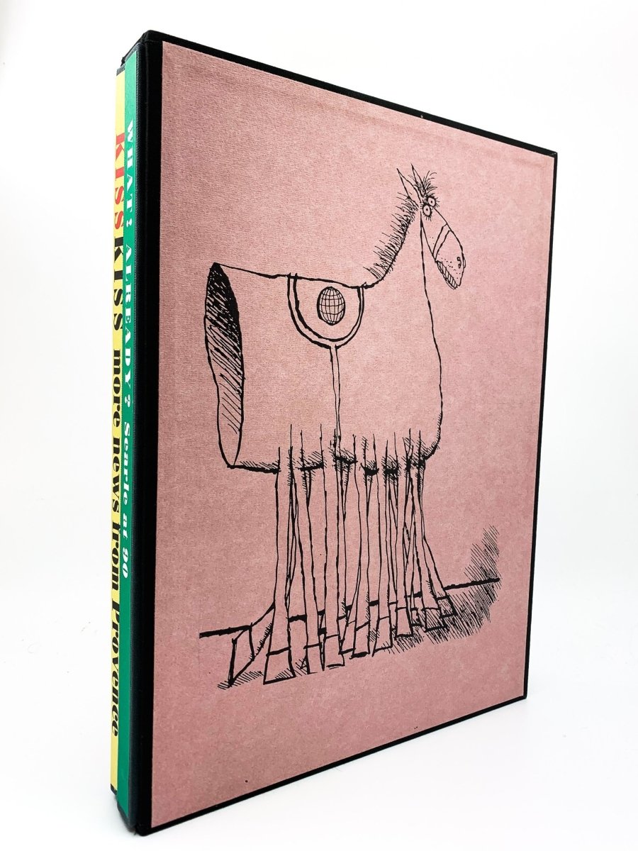 Searle, Ronald - What ! Already ? Searle at Ninety & Kiss Kiss News from Provence (2 volumes in a slipcase) - SIGNED | front cover. Published by The Pensionable Parrot Press in 2010. Hardcover.  Condition:  Near Fine +/No Jacket ( as Issued )