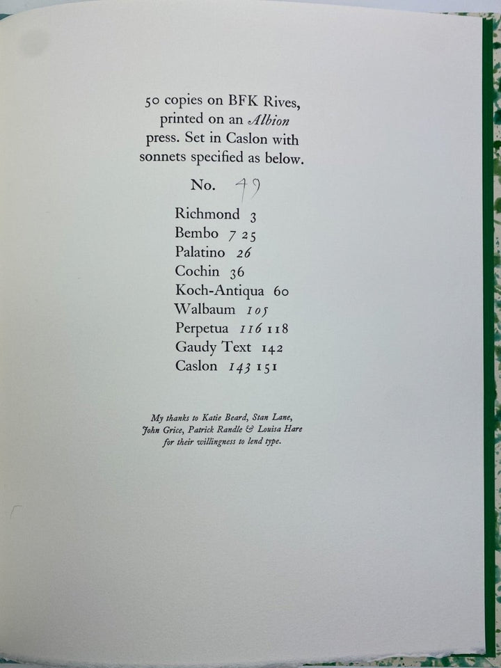 Shakespeare, William - Sonnets | signature page