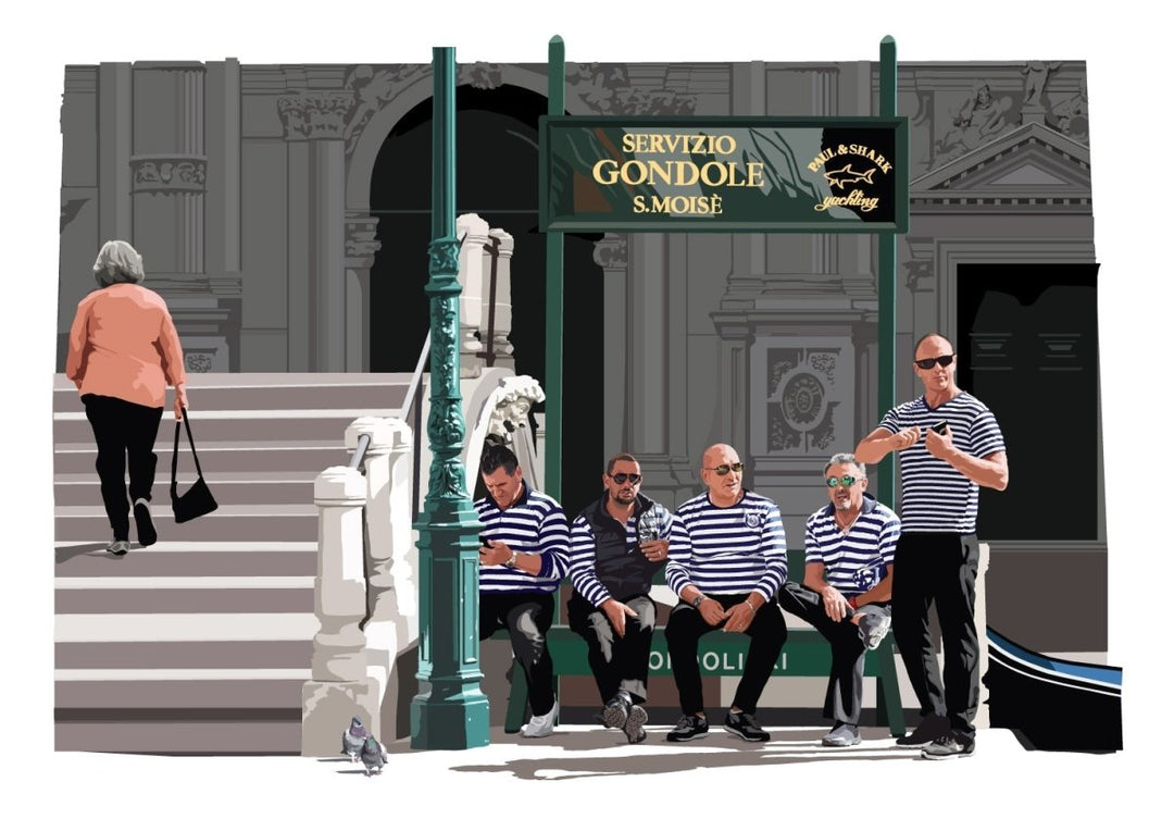 The Five Gondoliers, Venice | image1 | Signed Limited Edtion Print