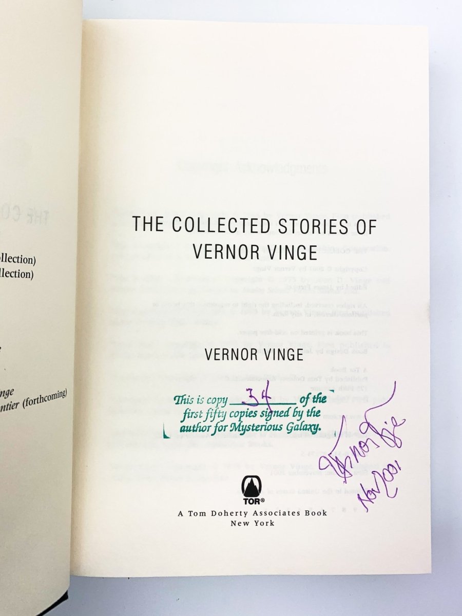 Vinge, Vernor - The Collected Stories Vernor Vinge - SIGNED | signature page