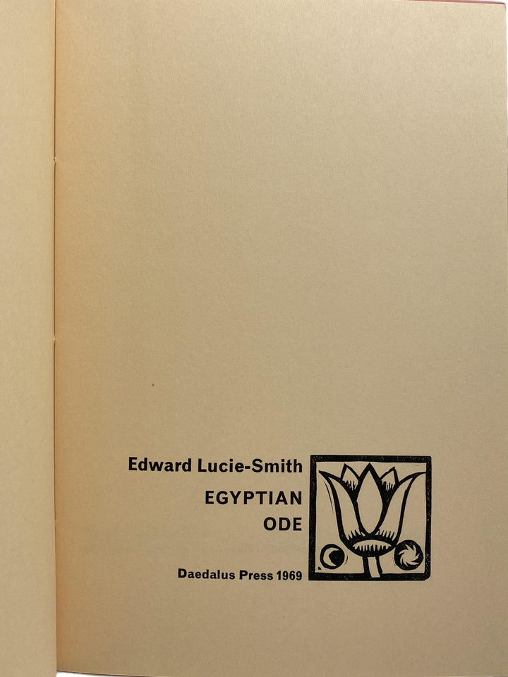 Lucie-Smith, Edward - Egyptian Ode - SIGNED