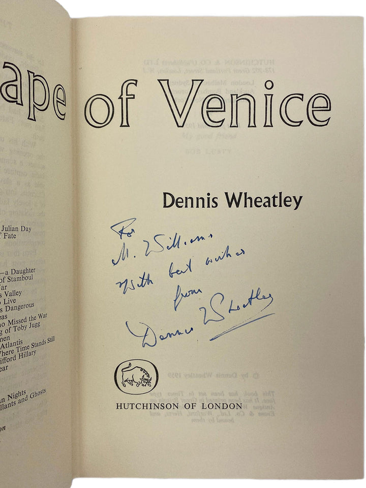 Wheatley, Dennis - The Rape of Venice - SIGNED