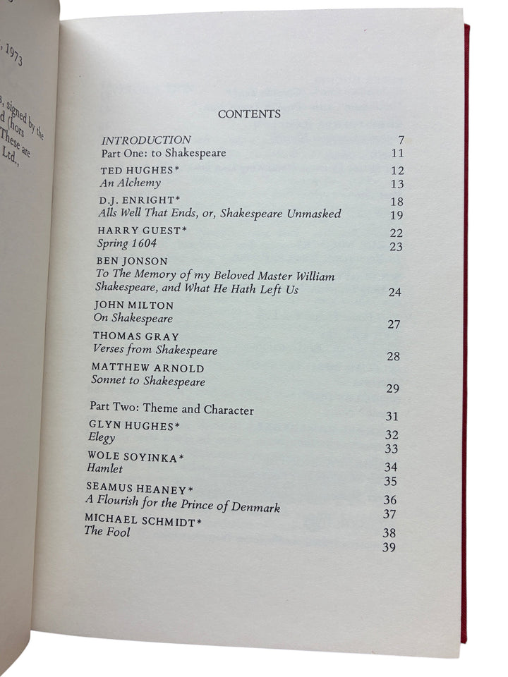Hughes, Ted ; Enright, D J ; Soyinka, Wole ; Heaney, Seamus, etc - Poems for Shakespeare 2 - signed