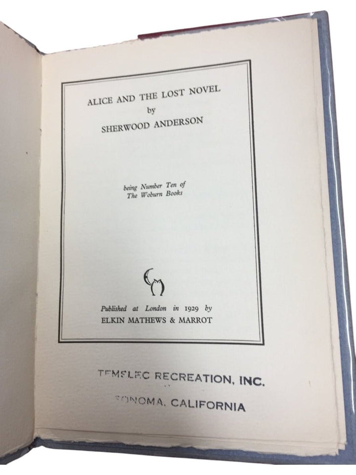 Anderson, Sherwood - Alice & the Lost Novel - SIGNED | image3