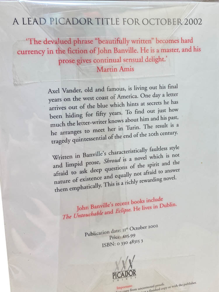 Banville, John - Shroud - uncorrected UK proof - SIGNED | image2