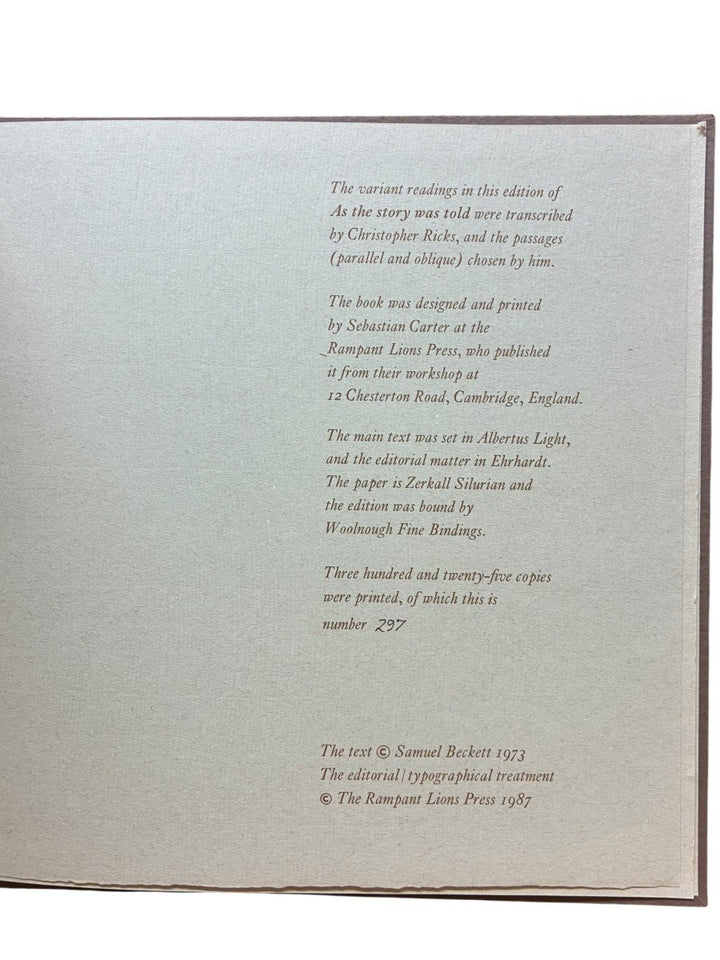 Beckett, Samuel - As the story was told | image3
