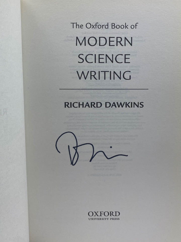 Dawkins, Richard - The Oxford Book of Modern Science Writing - SIGNED | signature page