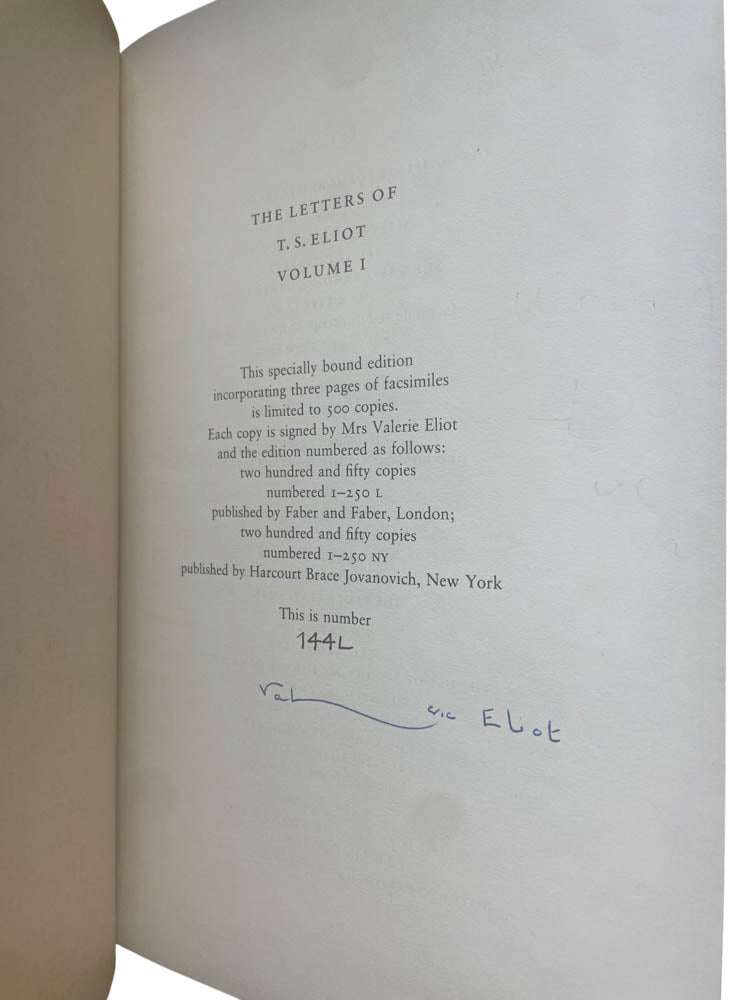 Eliot, T S - The Letters of T. S. Eliot - Volume I : 1898 - 1922 - SIGNED | image4