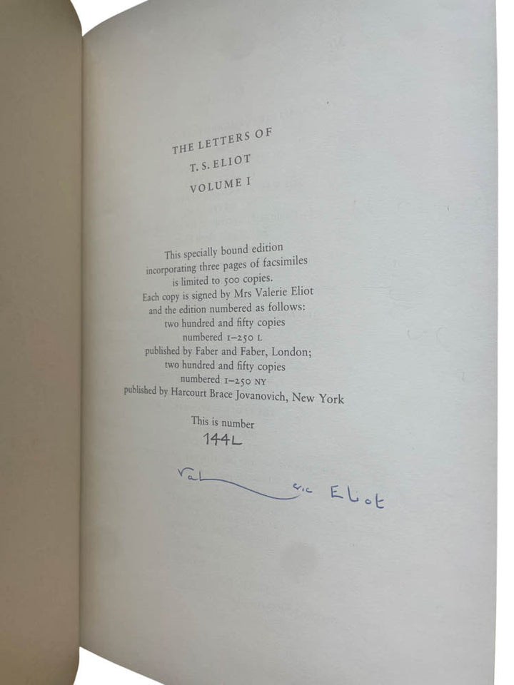 Eliot, T S - The Letters of T. S. Eliot - Volume I : 1898 - 1922 - SIGNED | image4
