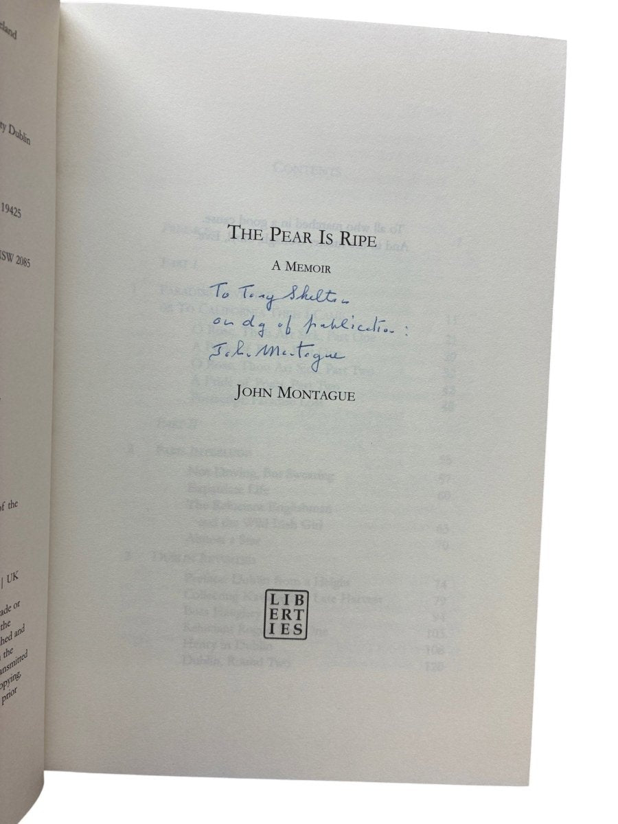 Montague, John - The Pear is Ripe : a Memoir - SIGNED | image3