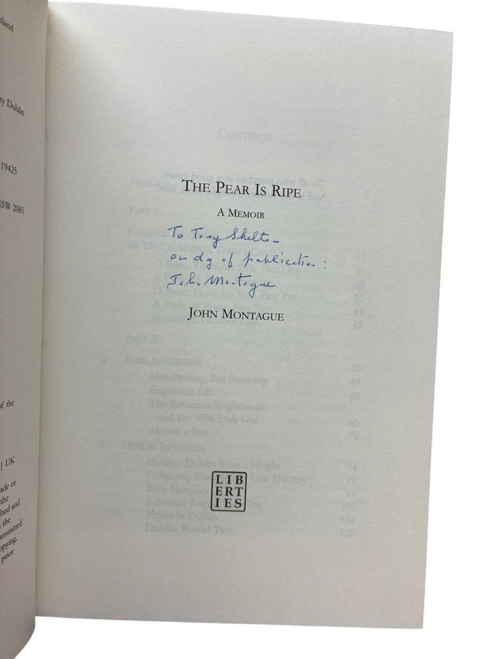 Montague, John - The Pear is Ripe : a Memoir - SIGNED | image3