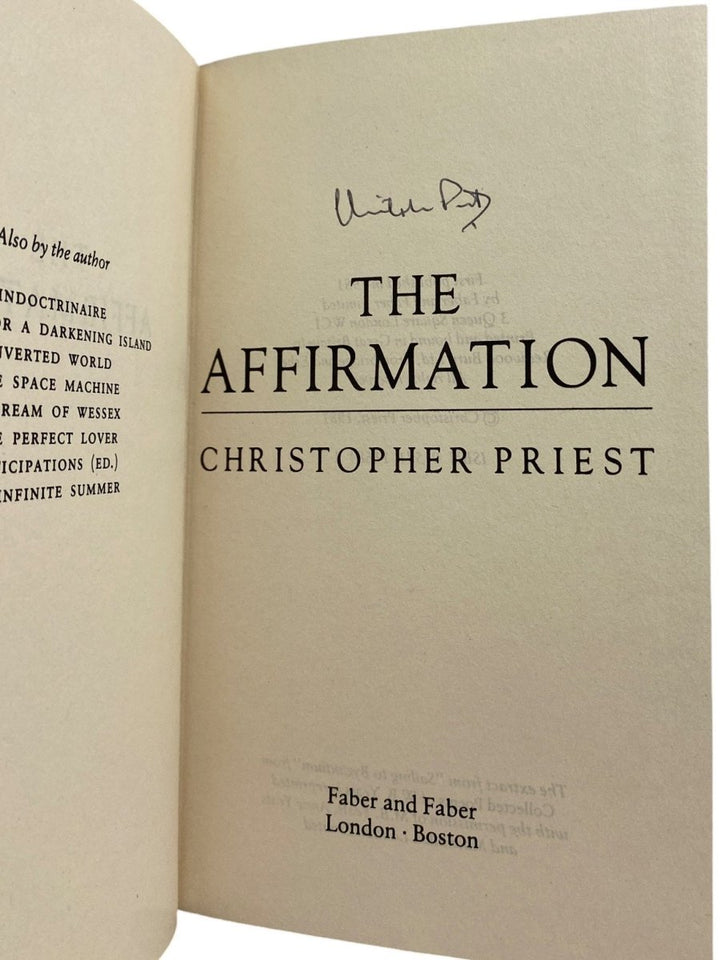 Priest, Christopher - The Affirmation - SIGNED | image3