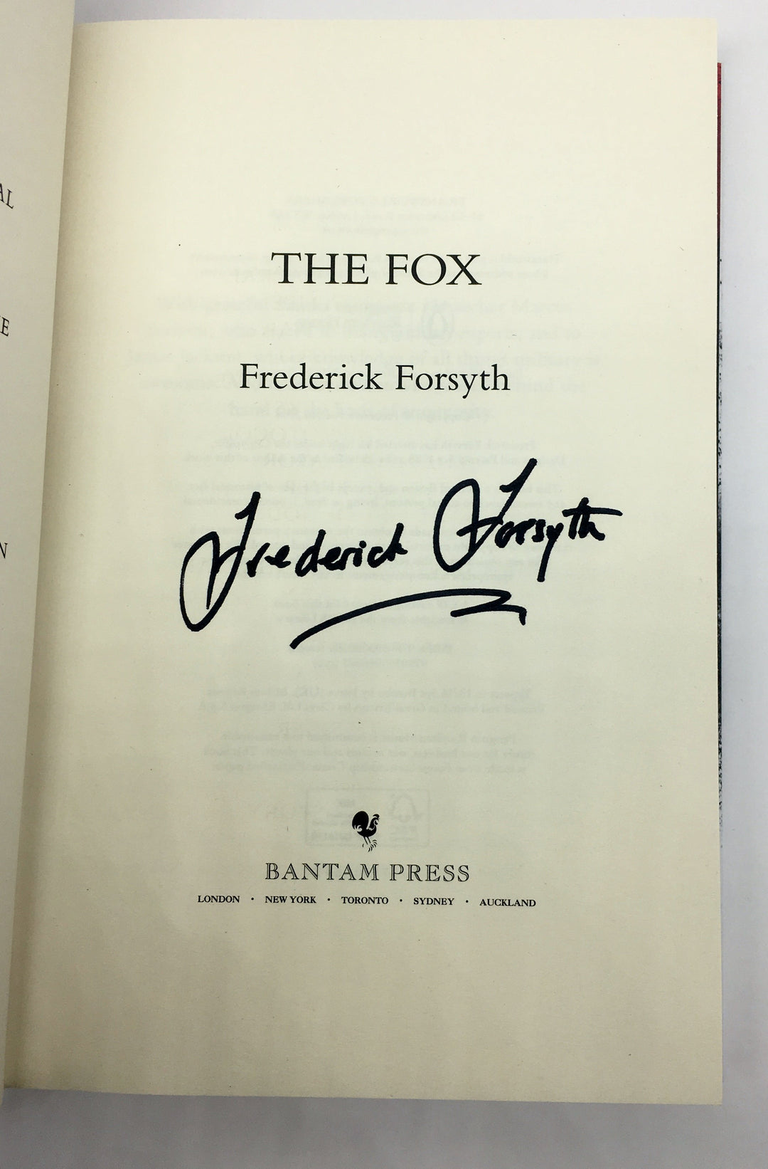 Forsyth, Frederick - The Fox - SIGNED | back cover