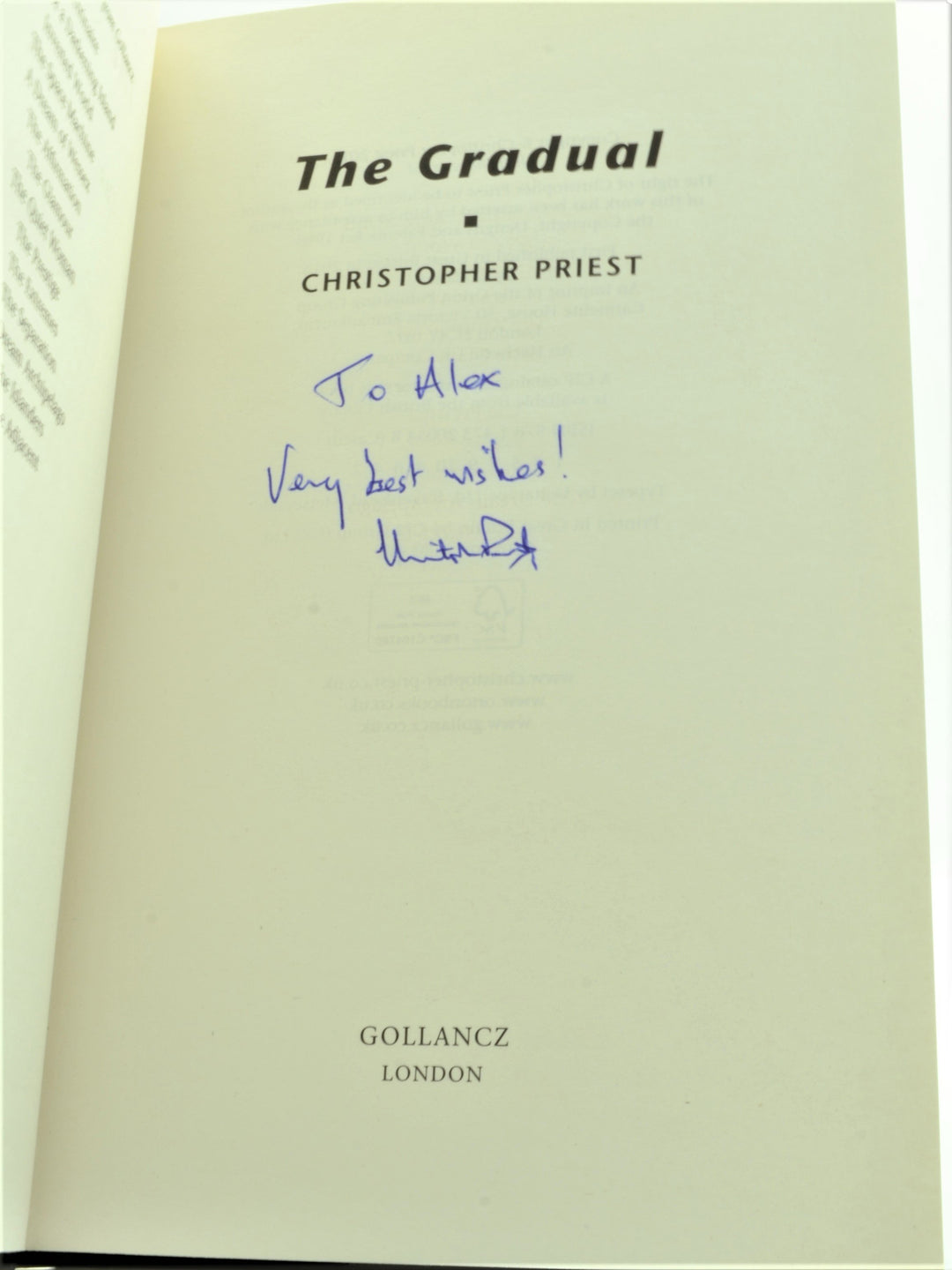 Priest, Christopher - The Gradual - SIGNED | pages