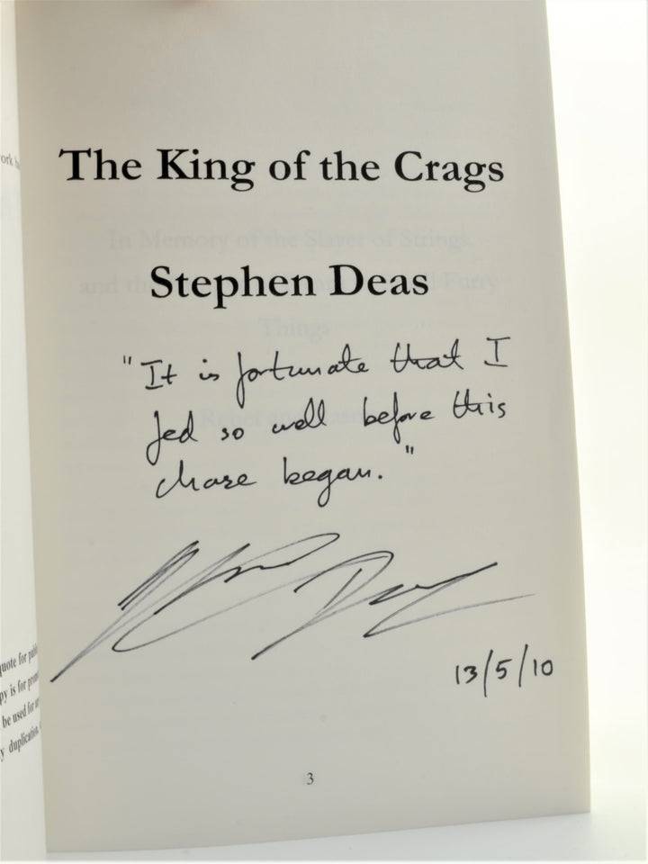 Deas, Stephen - The King of Crags - SIGNED and LINED uncorrected proof copy - SIGNED | signature page