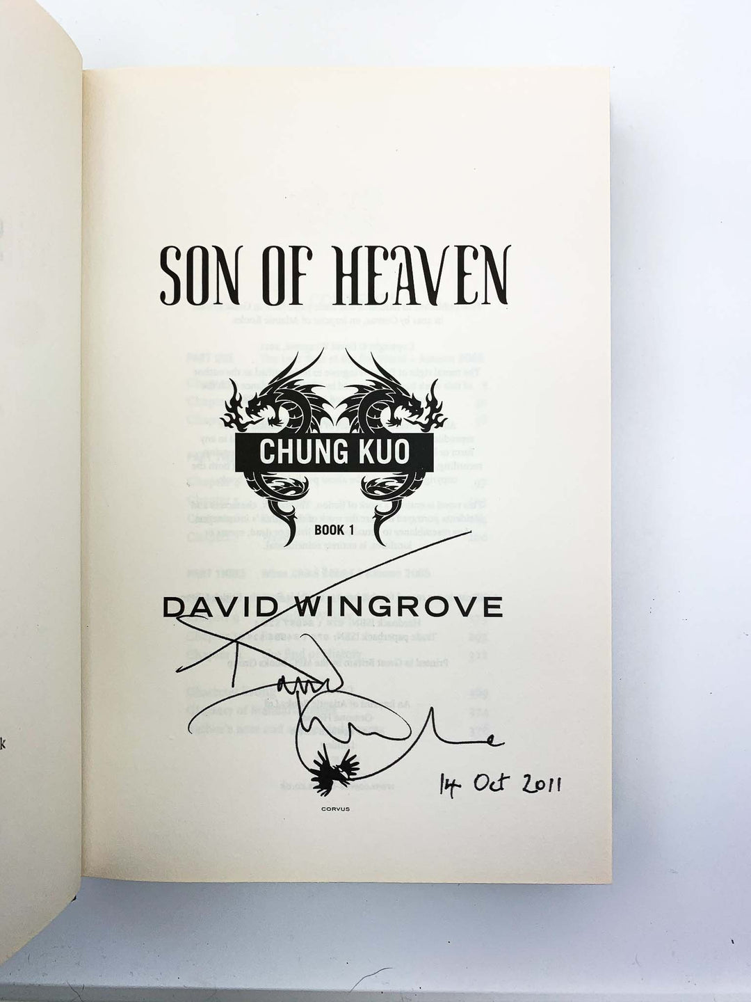 Wingrove, Dean - Son of Heaven - SIGNED | signature page