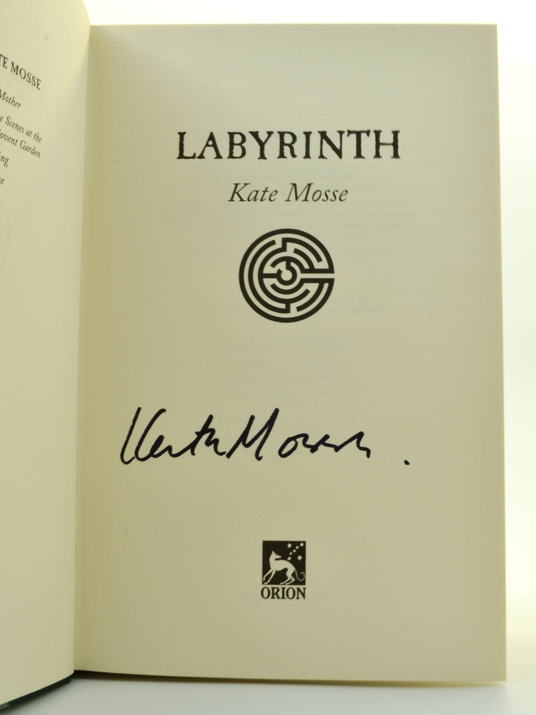 Mosse, Kate - Labyrinth - SIGNED | signature page