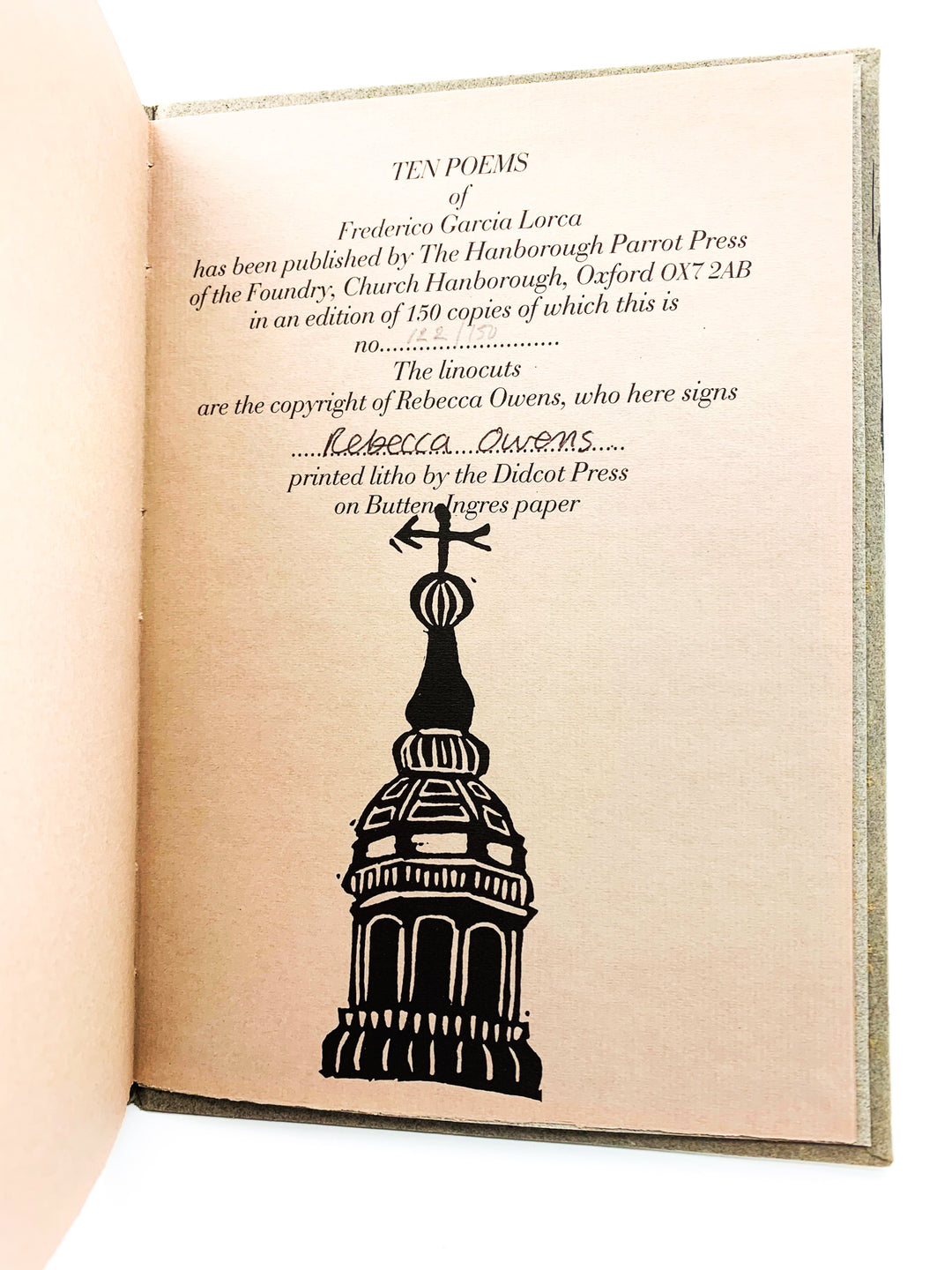 Lorca, Federico - Lorca : Ten Poems - SIGNED | back cover