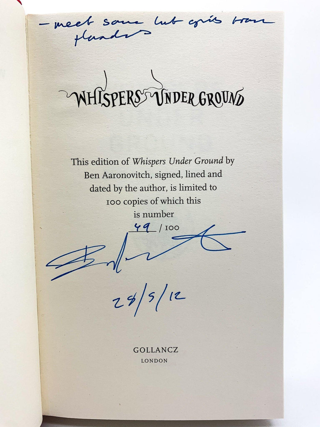 Aaronovitch, Ben - Whispers Under Ground - SIGNED | signature page