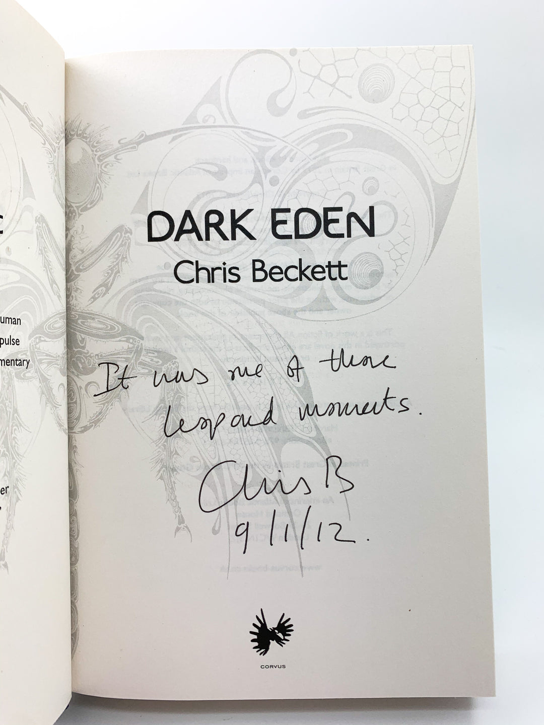 Beckett, Chris - Dark Eden - SIGNED, LINED & DATED - SIGNED | signature page