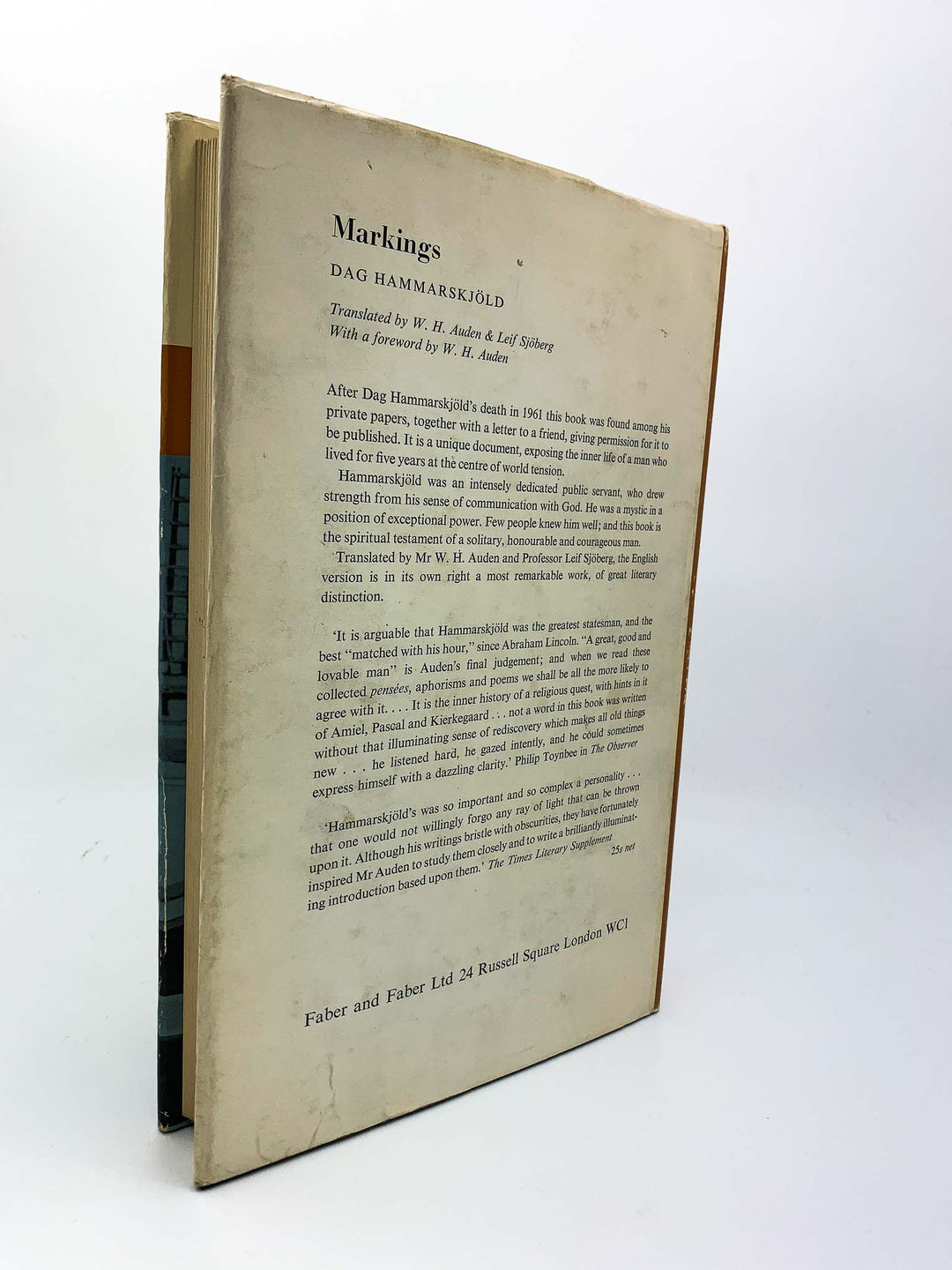 van Dusen, Henry P - Dag Hammarskjold : A Biographical Interpretation of Markings | back cover