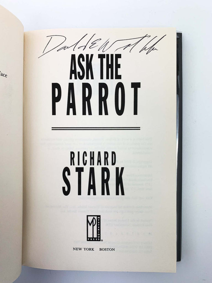 Stark, Richard - Ask the Parrot - SIGNED | signature page