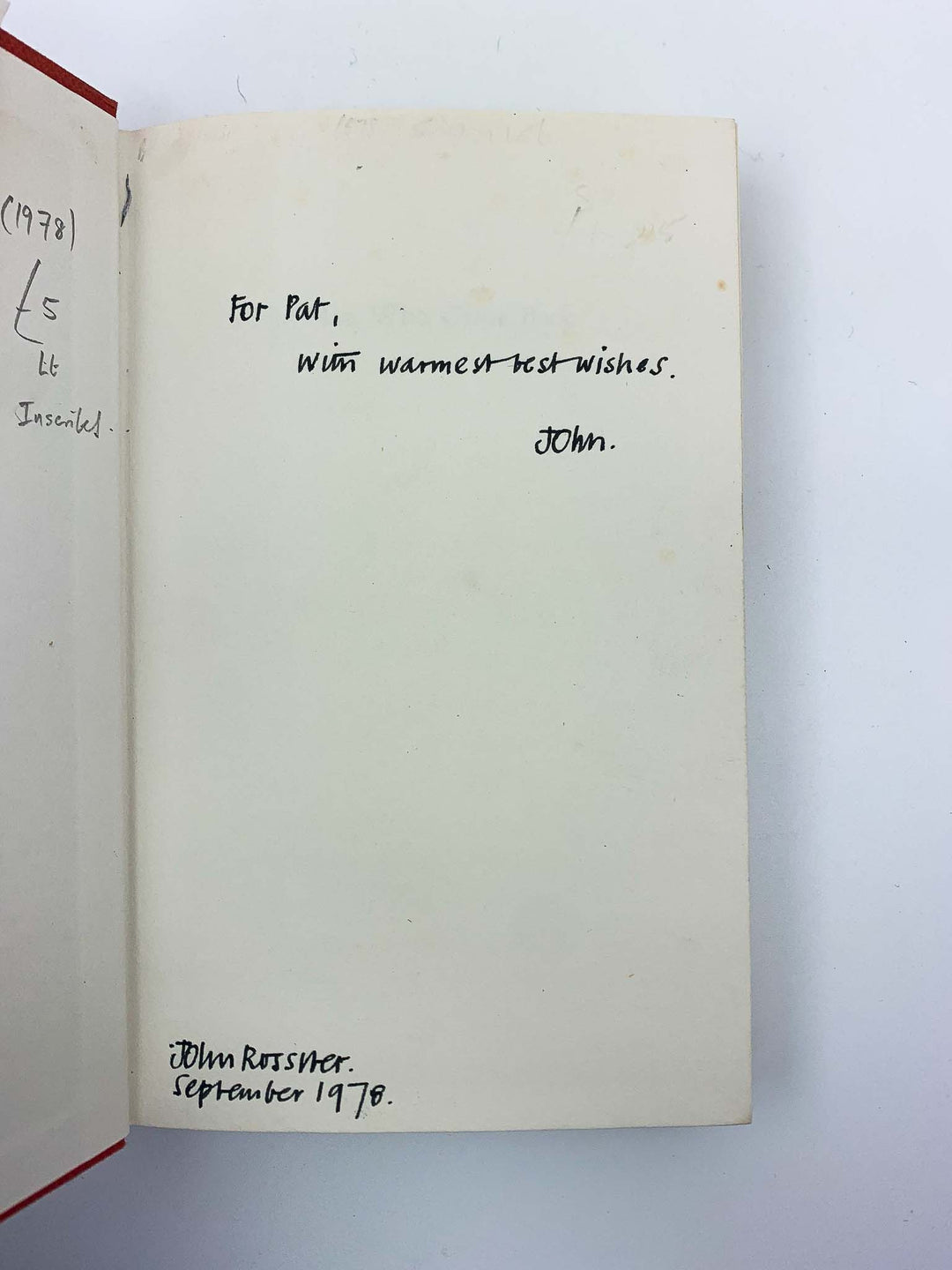 Rossiter, John - The Man Who Came Back - SIGNED | signature page
