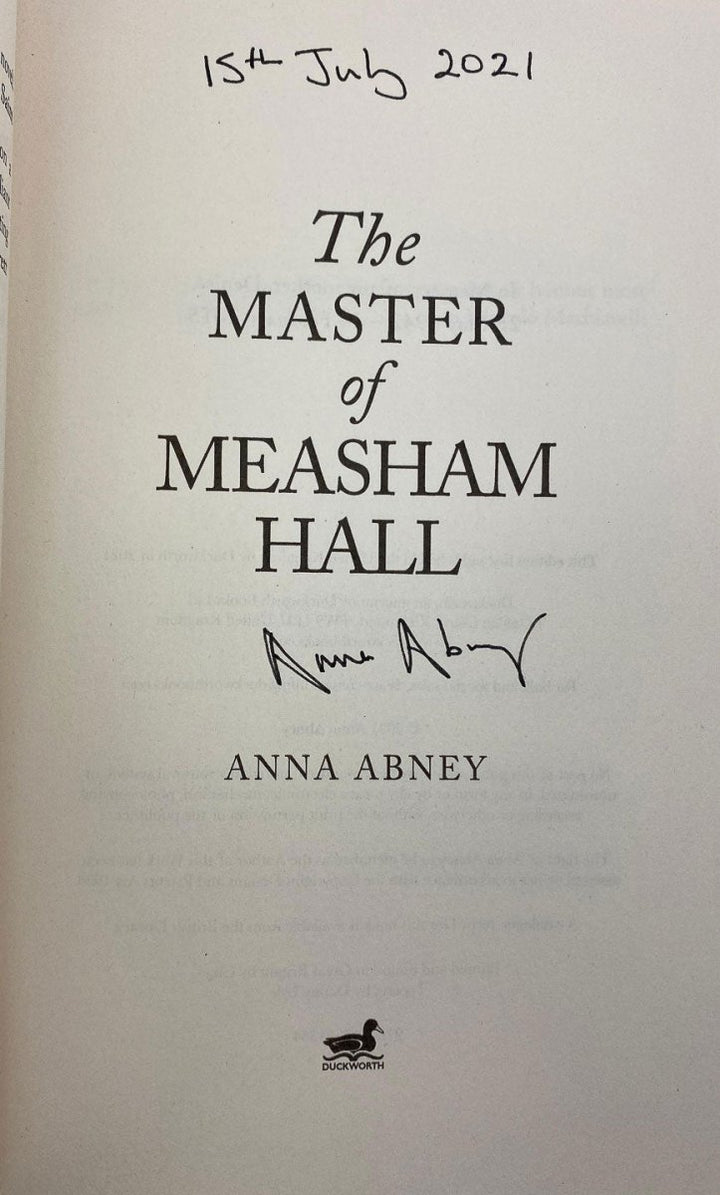Abney, Anna - The Master Of Measham Hall - SIGNED | signature page