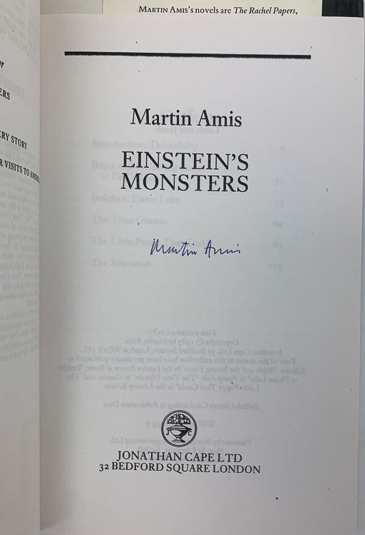 Amis, Martin - Einstein's Monsters - SIGNED uncorrected proof copy - SIGNED | signature page