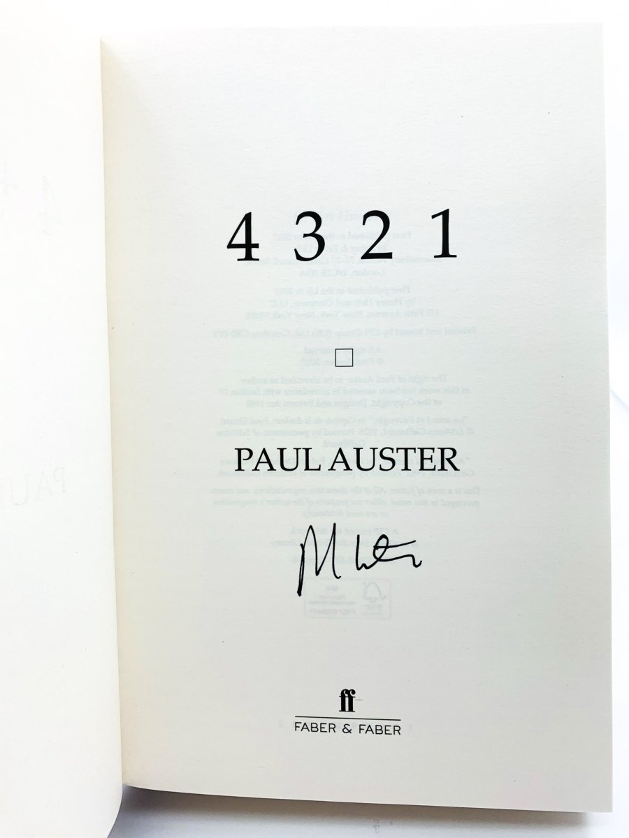 Auster, Paul - 4 3 2 1 - SIGNED | signature page