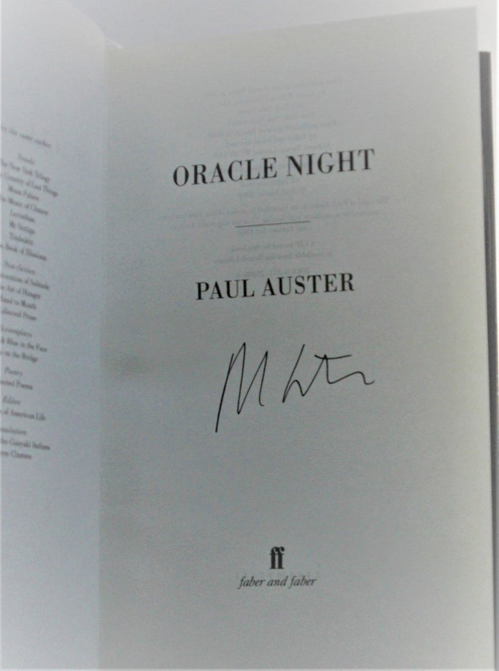 Auster, Paul - Oracle Night - SIGNED | signature page