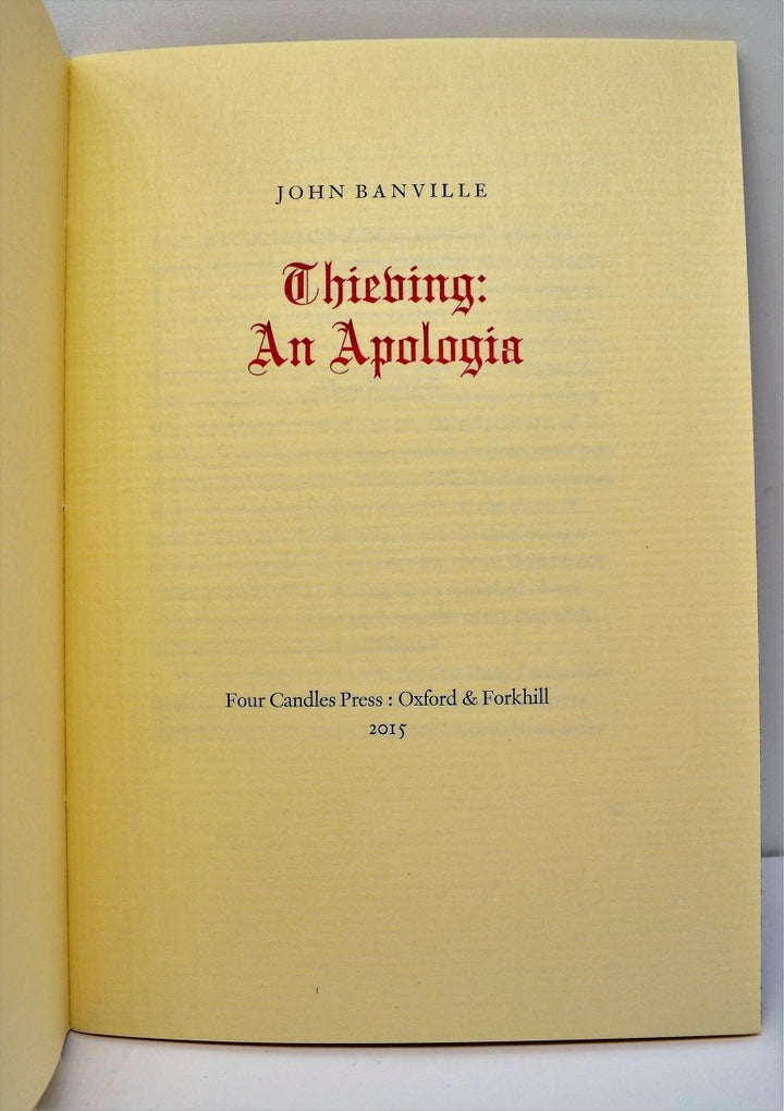 Banville, John - Thieving : An Apologia | front cover